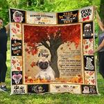 pug pug under autumn tree premium quilt blanket d2418142