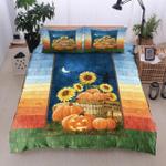pumpkin sunflower halloween bedding set all over prints d2180401