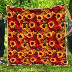 Red Autumn Sunflower Cl17100516Mdq Quilt Blanket