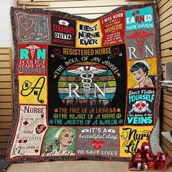 Registered Nurse The Soul Of An Angel The Heart Of A Hippie Quilt Blanket Great Customized Blanket Gifts For Birthday Christmas Thanksgiving