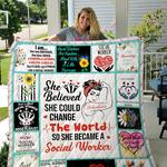 she believed she could change the world so she became a social worker quilt blanket great 0