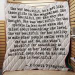 she was beautiful fitzgerald quote throw quilt blanket d2418183