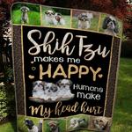 shih tzu makes me happy humans make my head hurt quilt blanket great customized blanket gifts for 0