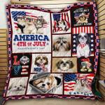 shih tzu with american flag cl2100448mdq quilt blanket d2478668