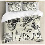 sketchy music hipster skull with headphones bedding set dhc0201177dd d2240935