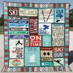 ski blue keep calm and ski on quilt blanket great customized blanket gifts for birthday christmas 0