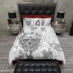 skull 3d flower sugar white bed sheets spread comforter duvet cover bedding sets d2123022