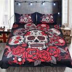 skull and red roses bedding set bedroom decor d2115019
