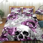 skull and violet tulips flowers bed sheets spread comforter duvet cover bedding sets d2120266