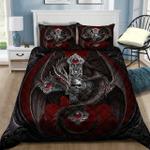 skull dragon red grey shade bed sheets spread comforter duvet cover bedding sets d2124054