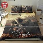 skull fire personalized custom duvet cover bedding set with name d2122410