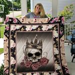 skull rose wearing golden crown quilt blanket great customized gifts for birthday christmas 0