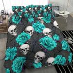 skull with blue rose duvet cover bedding set d2121245