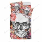 skull with pink rose pattern bedding set bedroom decor d2126169