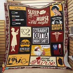 Sleep All Day Nurse All Night Quilt Blanket Great Customized Blanket Gifts For Birthday Christmas Thanksgiving