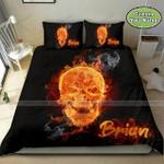 smoke fire skull personalized custom name duvet cover bedding set d2121286