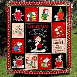 Snoopy Christmas Begins With Christ Quilt Cc
