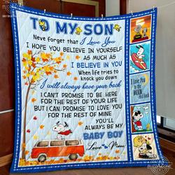 Snoopy Son Mom Have Your Back Quilt Gg
