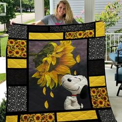 Snoopy Sunflower Quilt Blanket Great Customized Gifts For Birthday Christmas Thanksgiving Perfect Gifts For Sunflower Lover