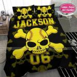 softball skull personalized custom name and number duvet cover bedding set d2121960
