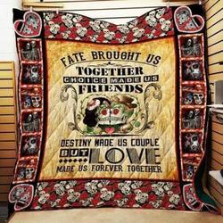 Sugar Skull Fate Brought Us Together Quilt Blanket Great Customized Gifts For Birthday Christmas Thanksgiving Perfect Gifts For Skull Lover