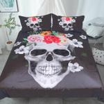 sugar skull white black floral flowers 3d printed bedding set duvet cover d2232608