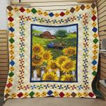 sunflower farm scenery with tessellation pattern quilt blanket great customized blanket gifts for 0