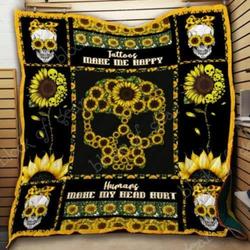 Sunflower Skull Cl2100479Mdq Quilt Blanket