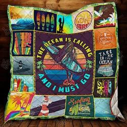 Surfing  The Ocean Is Calling And I Must Go Quilt Blanket
