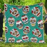 teal sugar skull cl17100602mdq quilt blanket d2448104