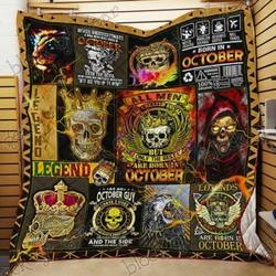 The Best Are Born In October Skull Cl18100697Mdq Quilt Blanket
