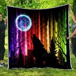the wolf shadow under the moon quilt blanket great customized blanket gifts for birthday 0