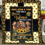 there was a retired woman who really loved dachshunds sunflower quilt blanket great customized 0