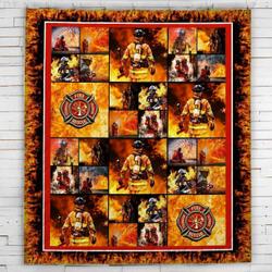 Thin Red Line Firefighter Blanket  Quilt
