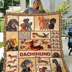 Tlmus Dachshund Cartoon Quilt Blanket Ver 1