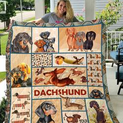 Tlmus Dachshund Cartoon Quilt Blanket Ver 2