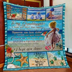 To Granddaughter, Beach Life, Blonde Girl Quilt Blanket