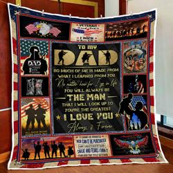 To My Dad, Thank You For Your Sacrifices, Veteran Quilt Blanket