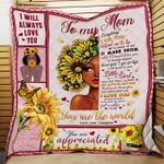 to my mom i love you with all my heart you are the world love your daughter black woman quilt 0