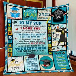 To My Son, 8Th Grade Graduation Quilt Blanket