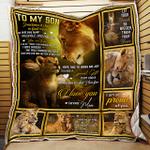 to my son god sent you into my life love mom lion quilt blanket d2448212
