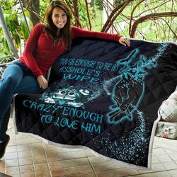 Tough Enough To Be An Asshole Wife Skull Husband And Wife Quilt Great Customized Gifts For Birthday Christmas Thanksgiving MotherS Day