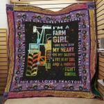 tractor im a farm girl i was born with heart on my sleeve quilt blanket great customized blanket 0