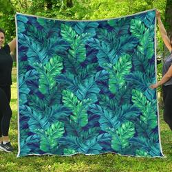 Turquoise Tropical Leaf Cl17100651Mdq Quilt Blanket