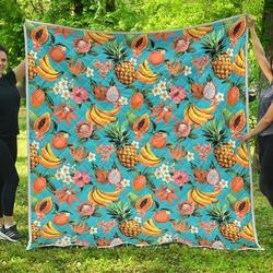 Vintage Tropical Fruits Cl17100680Mdq Quilt Blanket