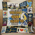 volleyball give it all you got and give it all the glory to god quilt blanket great customized 0