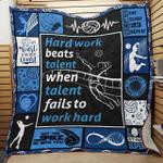volleyball hard work beats talent when talent fails to work hard quilt blanket great customized 0