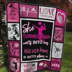 Volleyball Hustle Hit Never Quit Quilt Blanket Great Customized Blanket Gifts For Birthday Christmas Thanksgiving