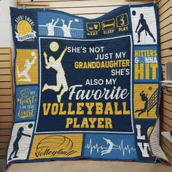 Volleyball SheS Not Just My Granddaughter SheS Also My Favorite Volleyball Player Quilt Blanket Great Customized Blanket Gifts For Birthday Christmas Thanksgiving