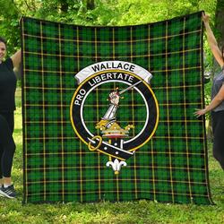 Wallace Hunting  Green Tartan Clan Badge Premium Quilt Th8 Home Decor  Quilt